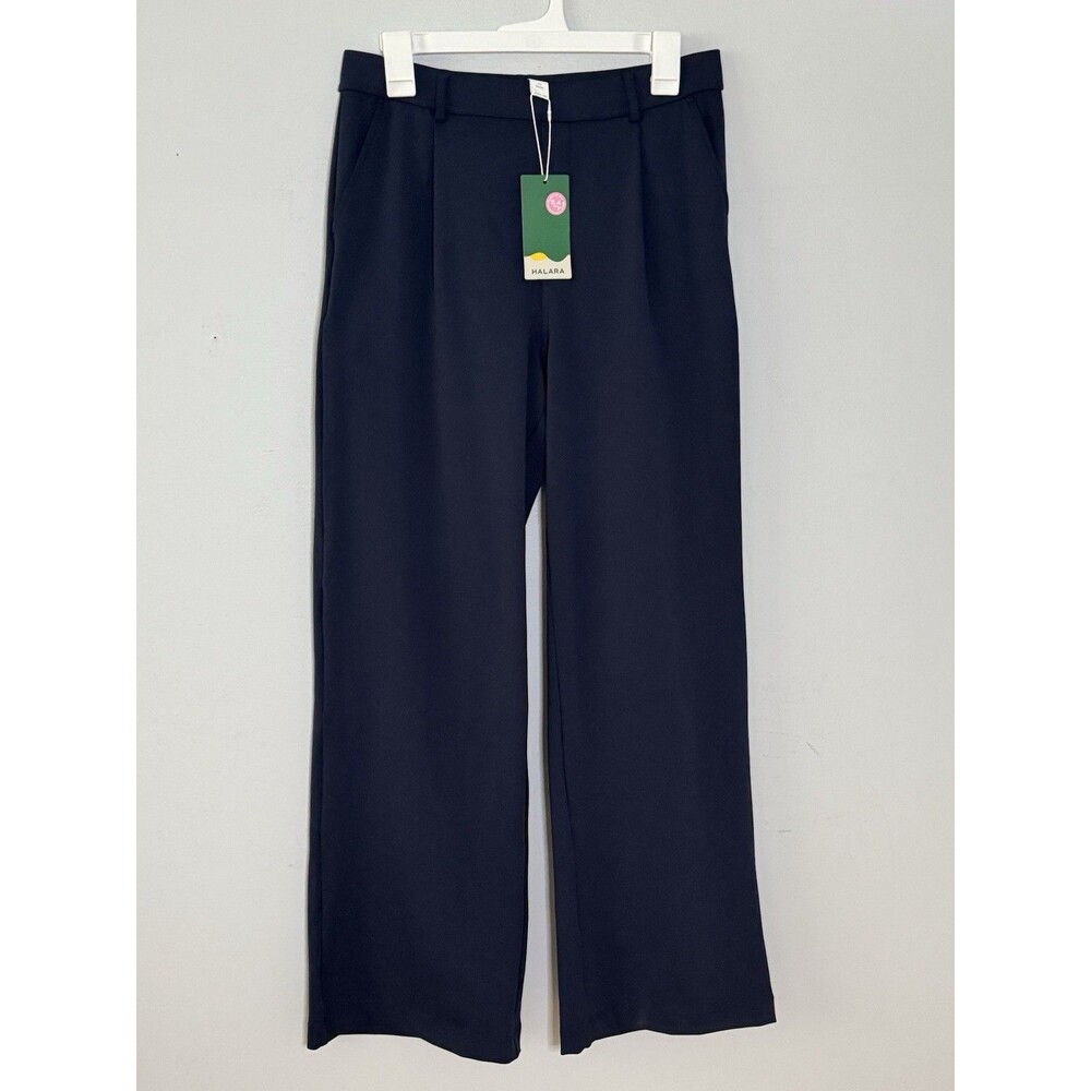 NEW Halara Flex DayStretch High Waisted Pocket Work Flare Pants Navy Blue Sz M